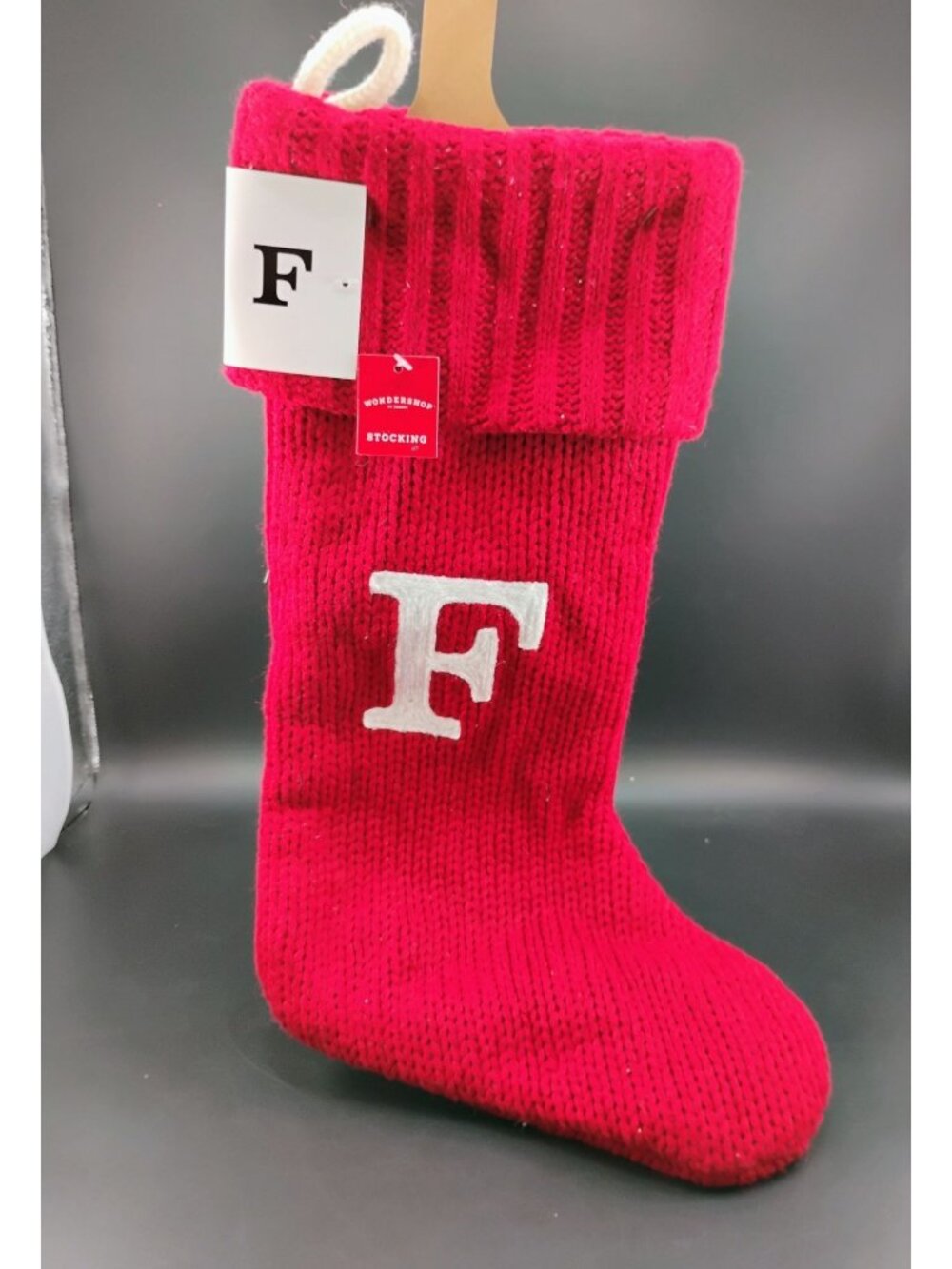 Wondershop Red Monogrammed Knit Christmas Stocking With Initial "F"